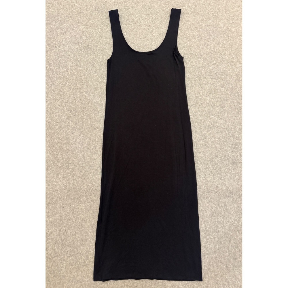 Torn by Ronny Kobo Black Bamboo Midi Dress Sleeveless Scoop Neck Size S
